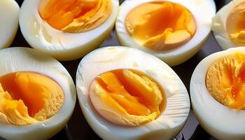 Photo a boiled egg. Pattern texture background.