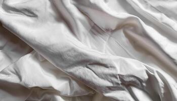 Background concept. Soft bed sheets that are still wrinkled after being used. The white bed sheets were crumpled and shabby. Pattern texture background. photo