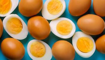 Photo a boiled egg. Pattern texture background.