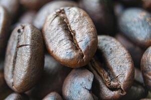 Close up view of coffee bean with customizable space for text or ideas for promotion. Coffee bean concept and copy space photo