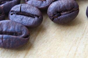 Close up view of coffee bean with customizable space for text or ideas for promotion photo