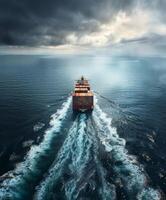 Aerial View of a Container Ship in the Ocean photo