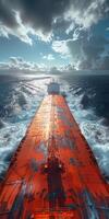 Large Cargo Ship Traveling in the Ocean photo