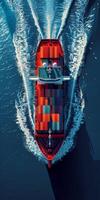 Aerial View of a Container Ship in the Ocean photo