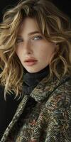 Supermodel Poses in Coat and Scarf photo