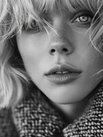 Supermodel With Freckles in Black and White photo