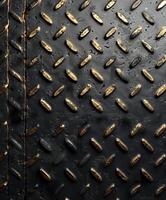 Close Up of Black and Gold Diamond Plate photo