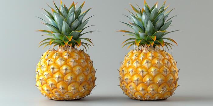 Two Pineapples on a White Background photo