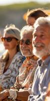 Elderly Group Sitting on Boat photo
