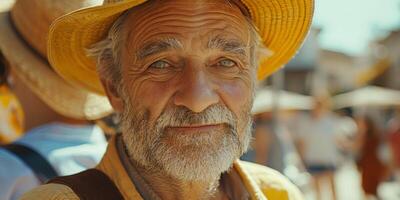 Old Man in Yellow Hat photo