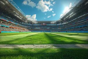 Empty Soccer Stadium Under Sunlight photo