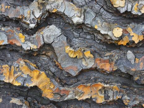 árbol ladrar cubierto con amarillo y marrón pintar foto