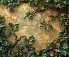 Ivy Leaves Growing on a Wall photo