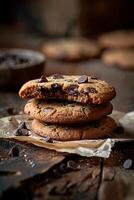 Stack of Chocolate Chip Cookies photo
