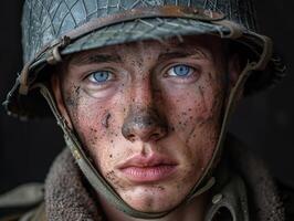 Close Up of Person Wearing Helmet photo