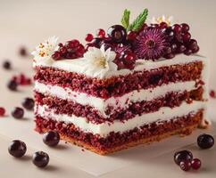 Delicious Cake With Berries Topping photo