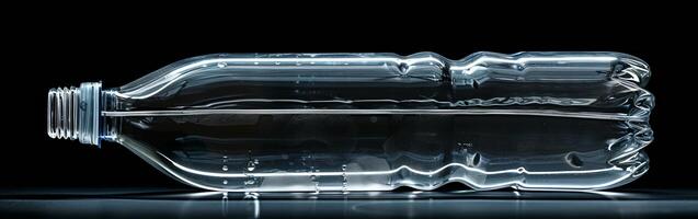 Empty Plastic Bottle on Black Background photo