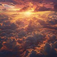 Sun Shining Through Clouds in Sky photo