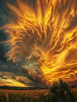 Large Cloud Hovering Above Field photo