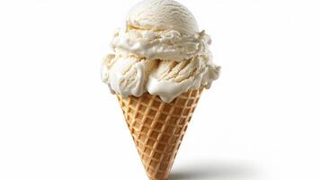 Vanilla Ice Cream Scoop in Waffle Cone photo