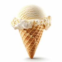 Vanilla Ice Cream Scoop in Waffle Cone photo