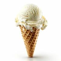 Scoop of Vanilla Ice Cream in Waffle Cone photo