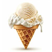 Vanilla Ice Cream Scoop in Waffle Cone photo