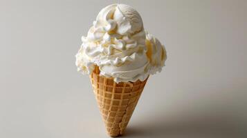 Vanilla Ice Cream Cone With Whipped Cream photo