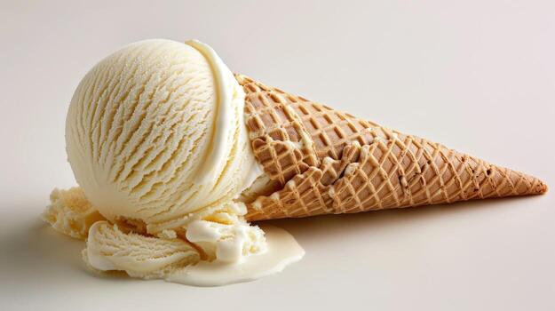 Scoop of Vanilla Ice Cream on White Table photo