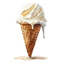 Vanilla Ice Cream Cone With Waffle Scoop photo