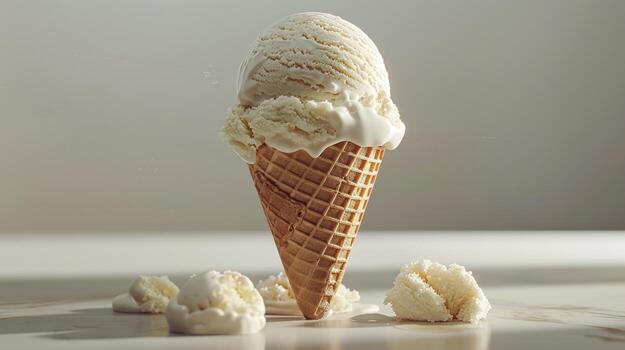Scoop of Vanilla Ice Cream on Table photo