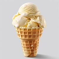 Vanilla Ice Cream Scoop in Waffle Cone photo