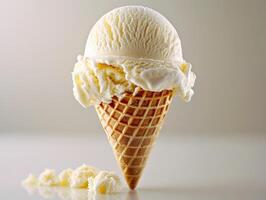 Scoop of Vanilla Ice Cream on Table photo