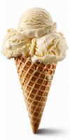 Three Scoops of Ice Cream in a Waffle Cone photo