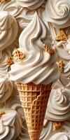 Vanilla Ice Cream Cone With Waffles photo