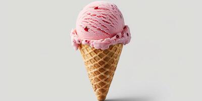 Pink Ice Cream Cone With Bite Marks photo