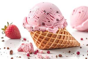Two Scoops of Ice Cream and a Strawberry photo