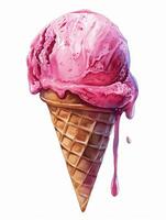 Pink Icing Adorns Strawberry Ice Cream Cone photo