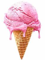 Strawberry Ice Cream Scoop With Pink Icing photo