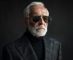 Elderly Man in Sunglasses and Suit photo