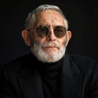 Older Man in Sunglasses and Black Jacket photo