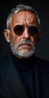 Older Man in Black Suit and Sunglasses photo