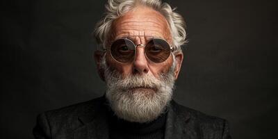 Bearded Man With White Beard Wearing Sunglasses photo