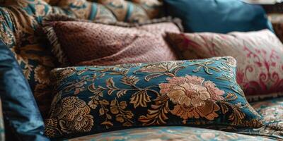 Assorted Pillows Arranged on a Couch photo