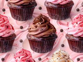 Close Up of Various Cupcakes on a Table photo