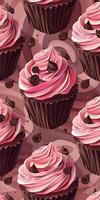 A Bunch of Cupcakes With Pink Frosting photo
