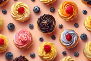 Assorted Cupcakes Arranged on a Table photo