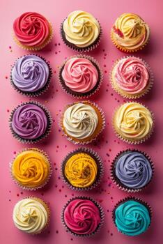 un manojo de magdalenas en un mesa foto