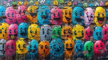 Smiley Faces Graffiti on Wall photo