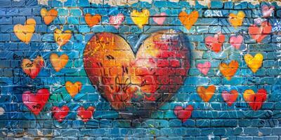 Painted Heart on Brick Wall photo